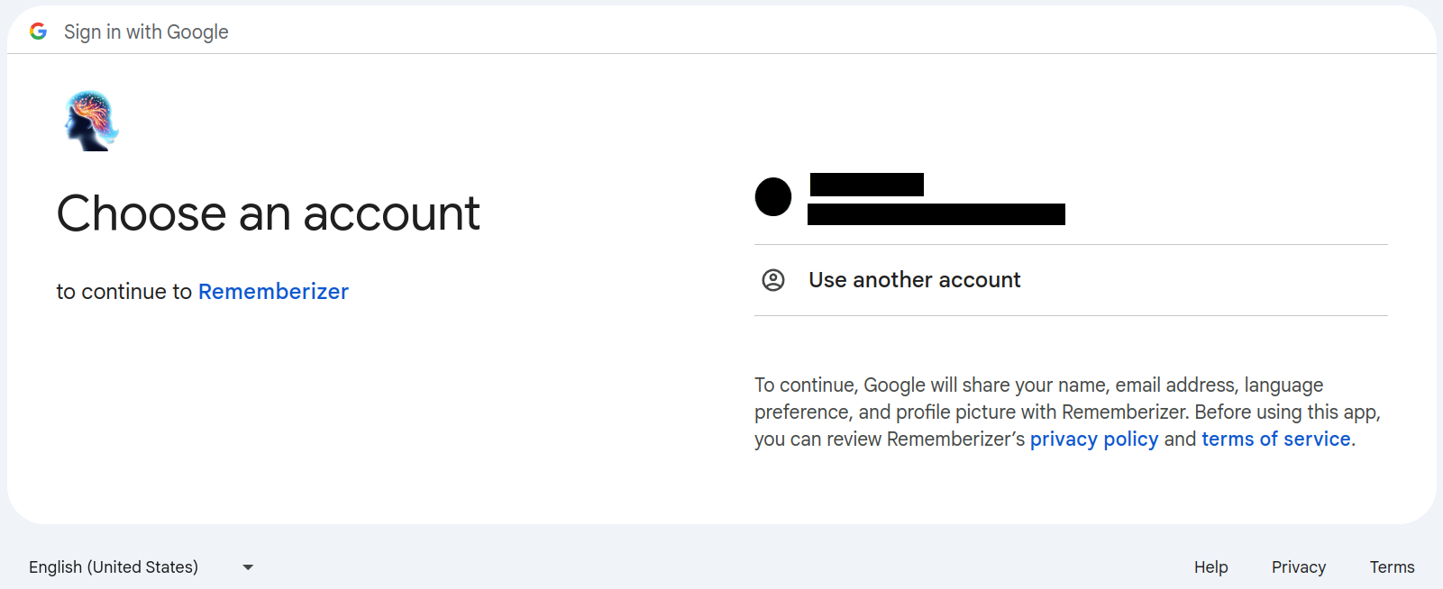 Chọn tài khoản Google